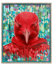 Ladda upp bild till gallerivisning, Originalmålning i blandteknik: “Fury” av DenART – porträtt av Fiskmåsen Mozart, inramad i en **