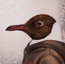 Ladda upp bild till gallerivisning, THE LAUGHING GULL - Digitalt konstverk med Skrattmåsen Rosie i profil – tillgängligt som poster och Fine Art-print i flera storlekar. Av DenART.